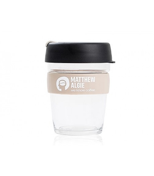 Pahar sticla to go KeepCup - Matthew Algie Glass Brew Cup Black 12 oz (350 ml)