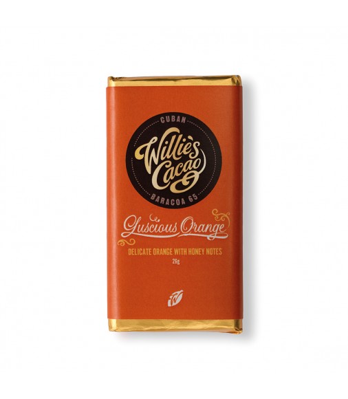 Baton ciocolata neagra cu portocale Willies Cacao - Luscious Orange