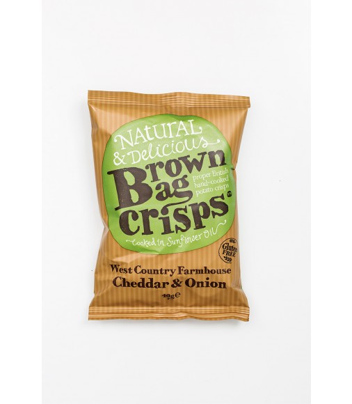 Chipsuri cu branza cheddar si ceapa Brown Bag Crisps